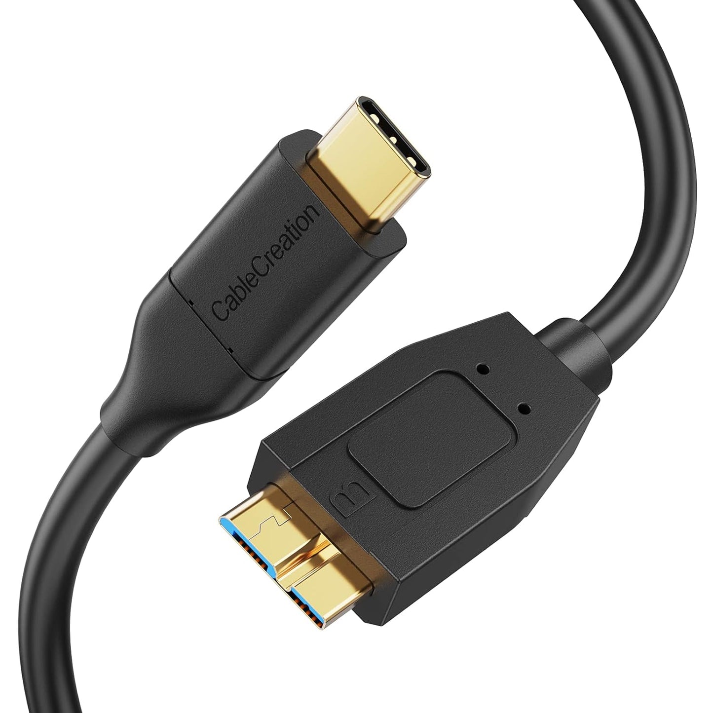 USB C Hard Drive Cable 4FT, USB 3.1 C to Micro B Cable 10Gbps, USB Micro B to USB C to Hard Drive Cable Compatible with Macbook Pro Air Galaxy S5 My Passport Elements Etc, 1.2M Black